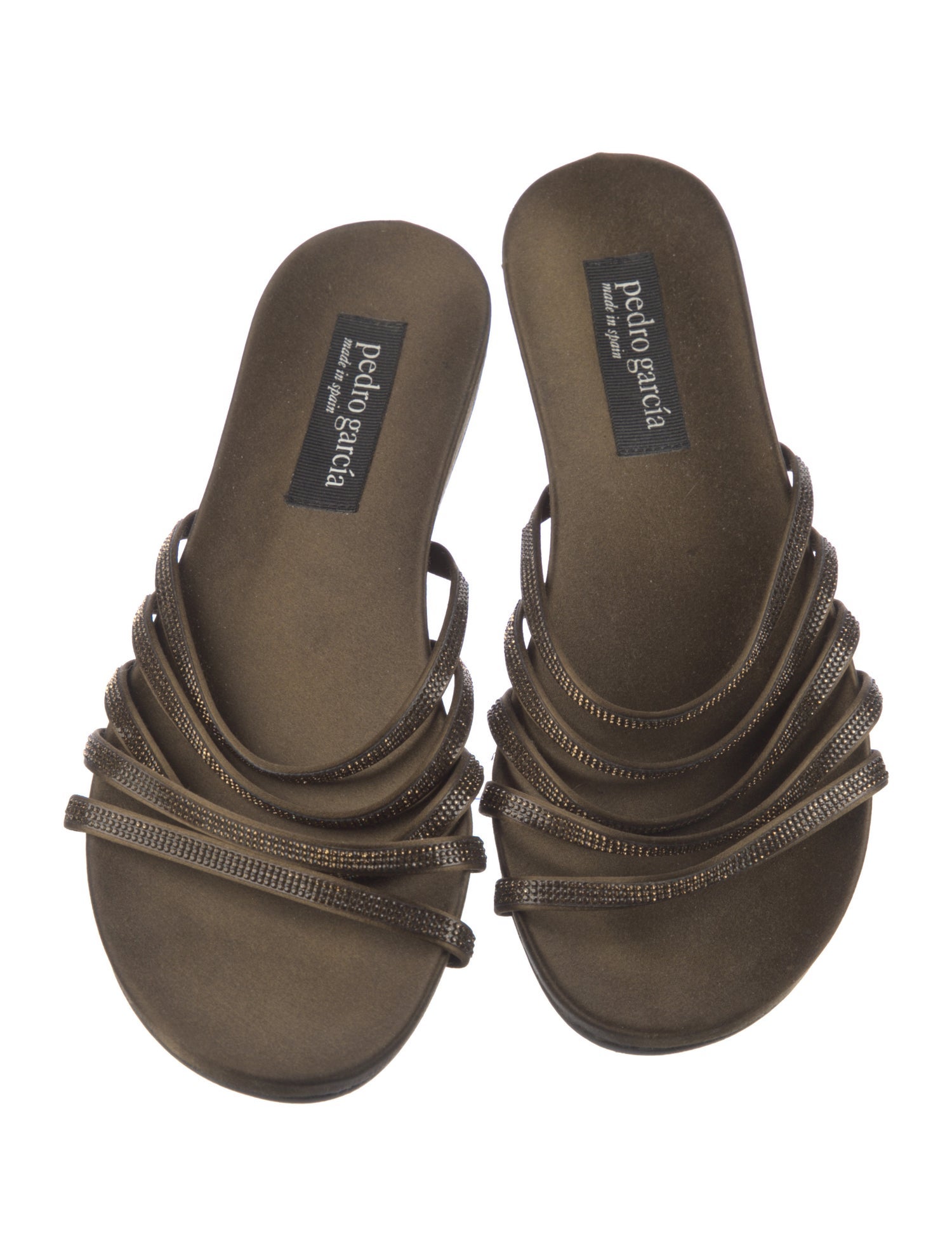 Pedro Garcia Satin Crystal Embellishments Slides